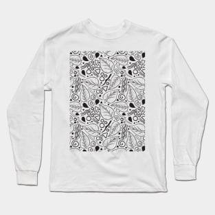 Leaf Doodle Seamless Surface Pattern Design Long Sleeve T-Shirt